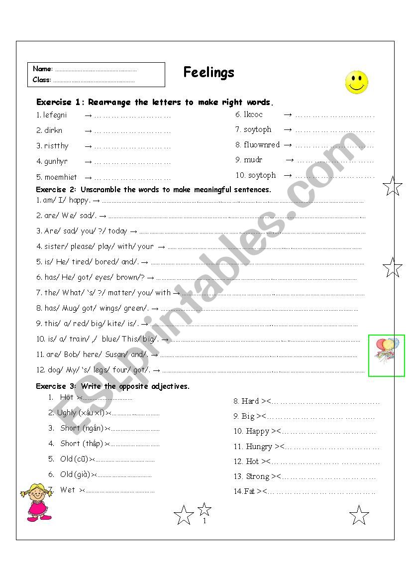 Feelings worksheet