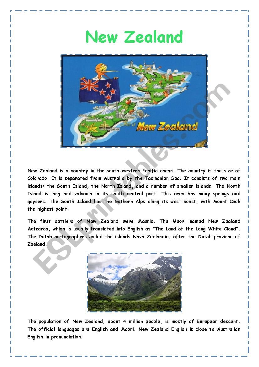 New Zealand worksheet