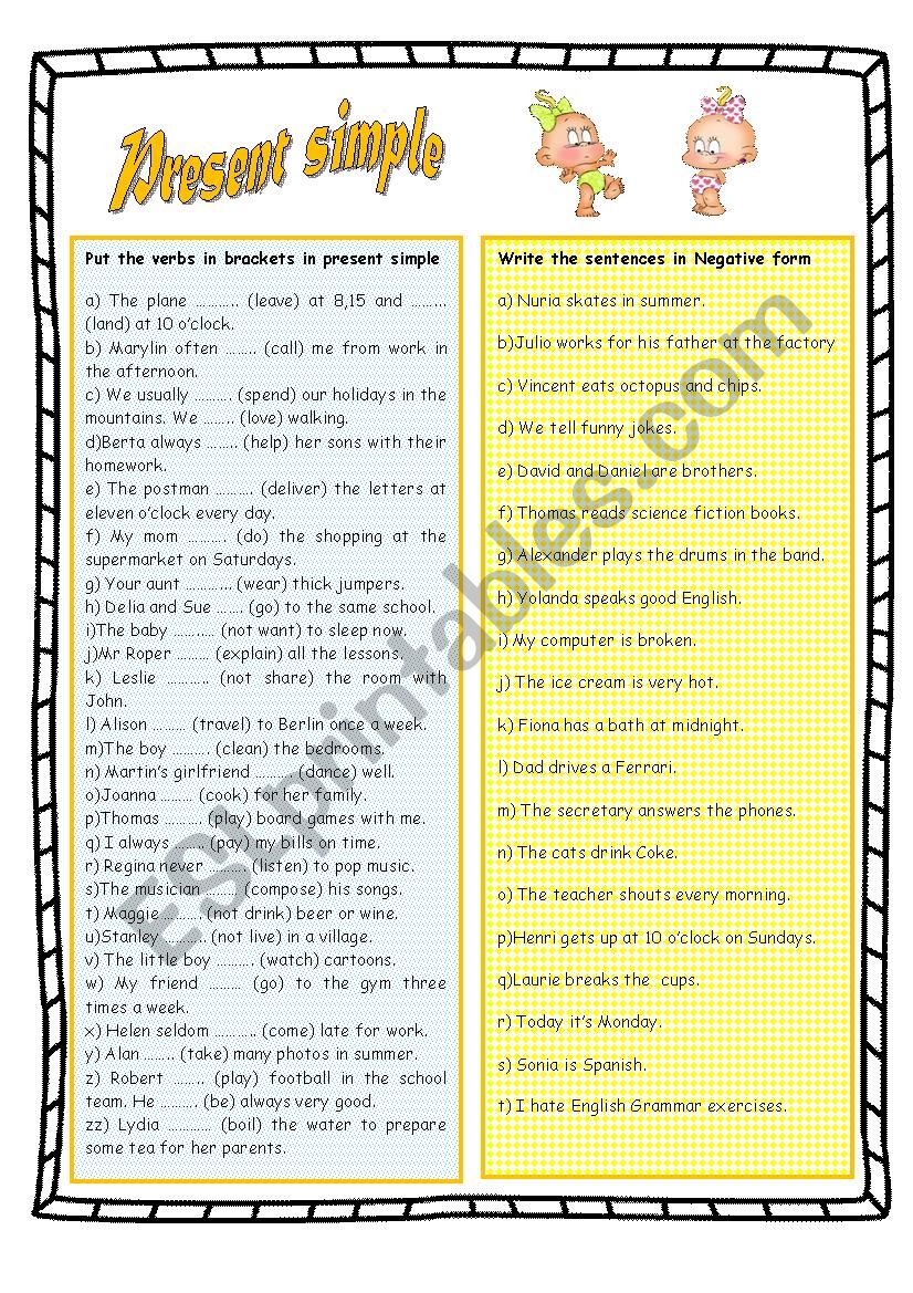 PRESENT SIMPLE  worksheet