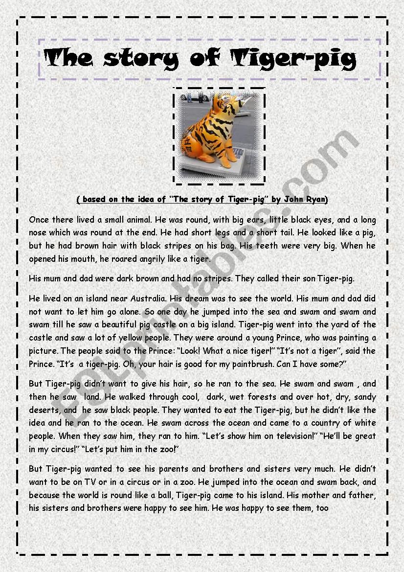 The story of Tiger-pig worksheet