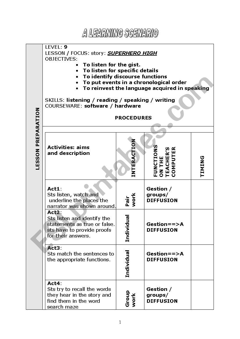 story plan worksheet