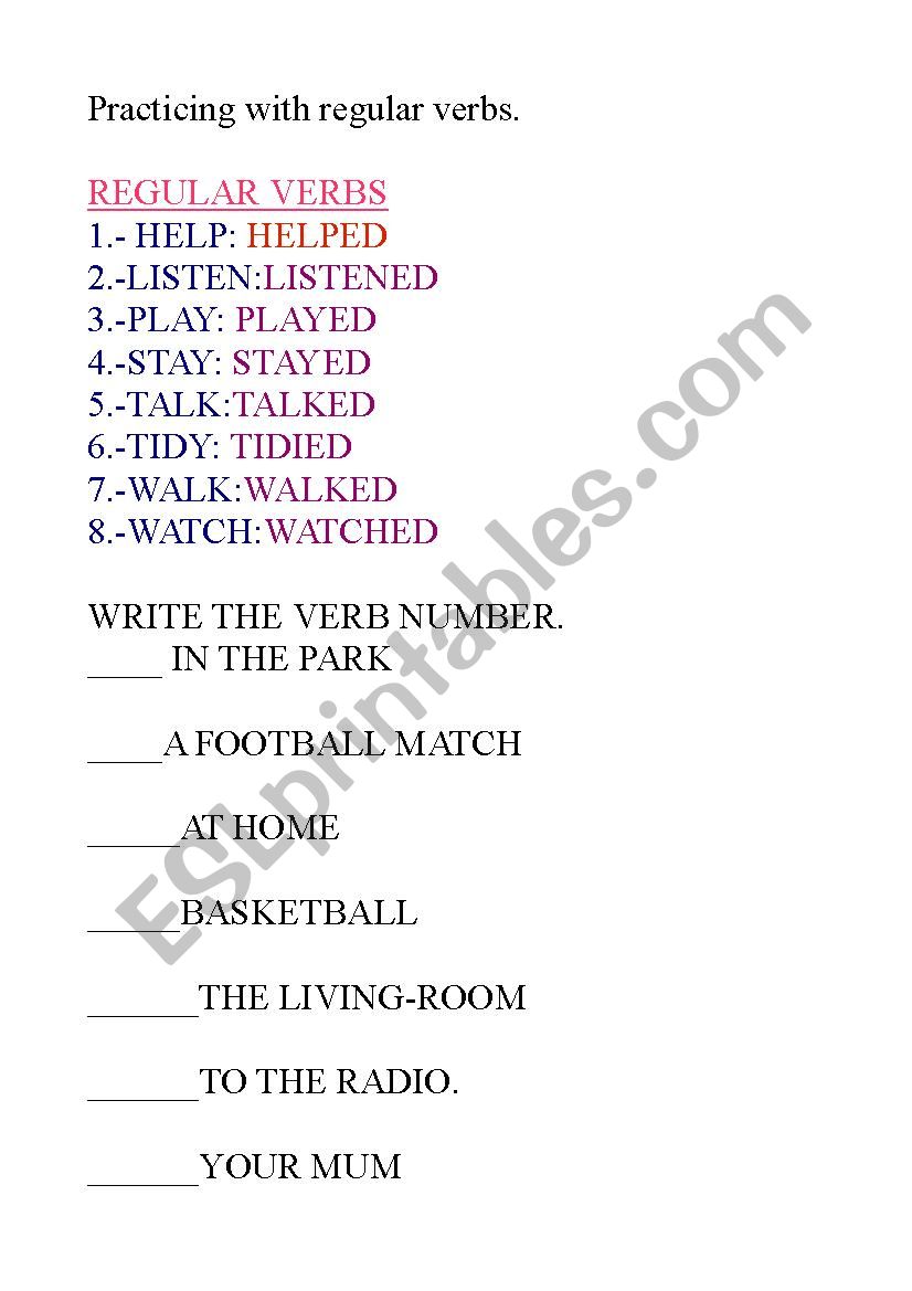 Practising with regular verbs.