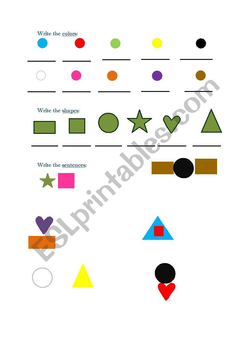 Shapes, colors and prepositions