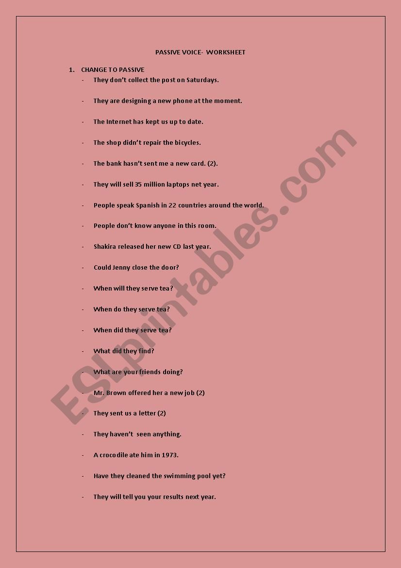 PASSIVE VOICE worksheet