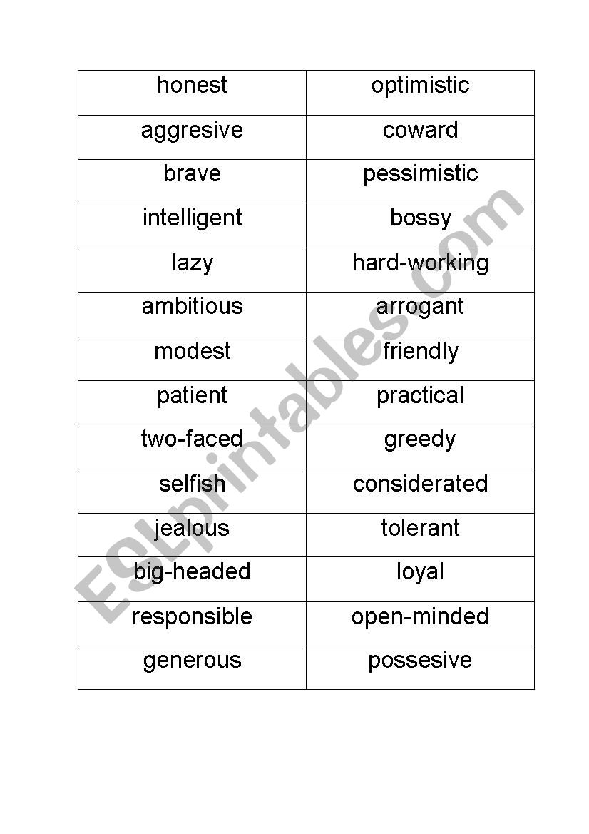 Adjectives worksheet