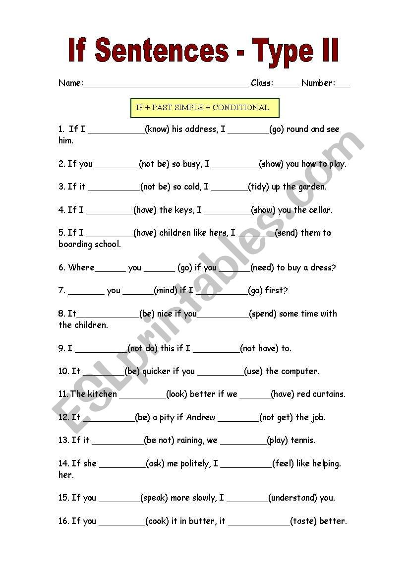 if sentences - type 2 worksheet