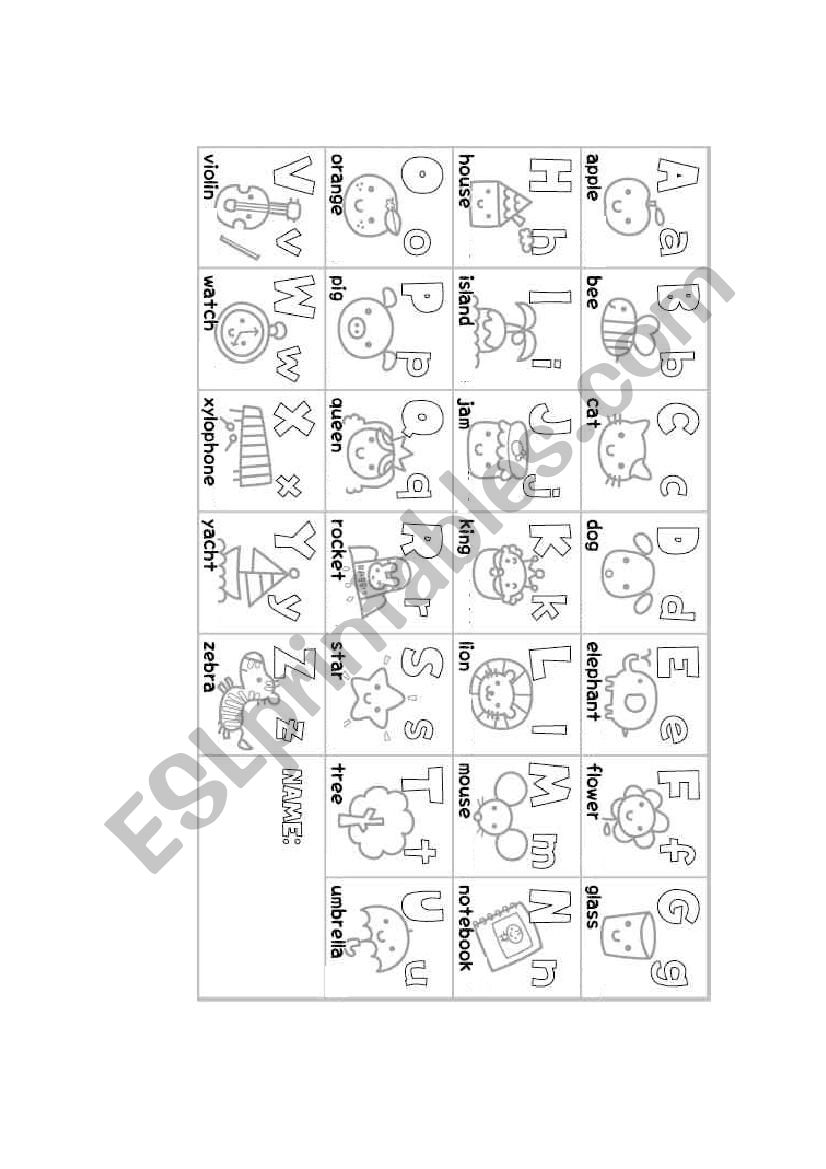 Memory game english alphabeth worksheet