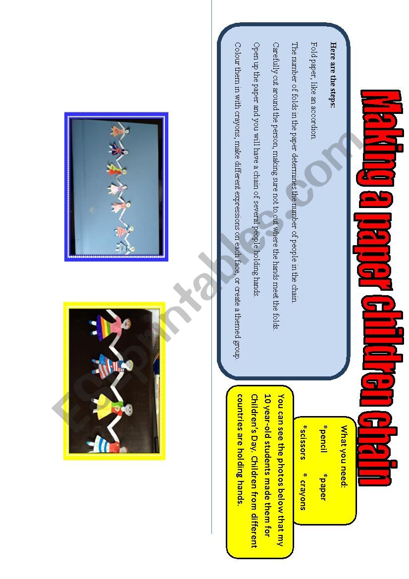 MAKING A PAPER CHILDREN FOR CHILDREN´S DAY - ESL worksheet by belabre