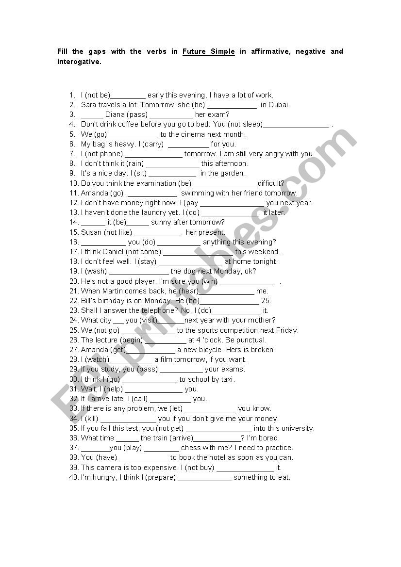 Future Simple worksheet