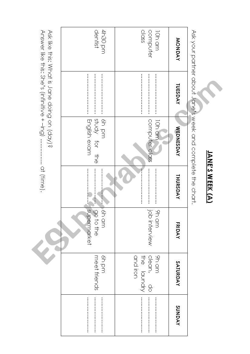 Janes week - info-gap activity