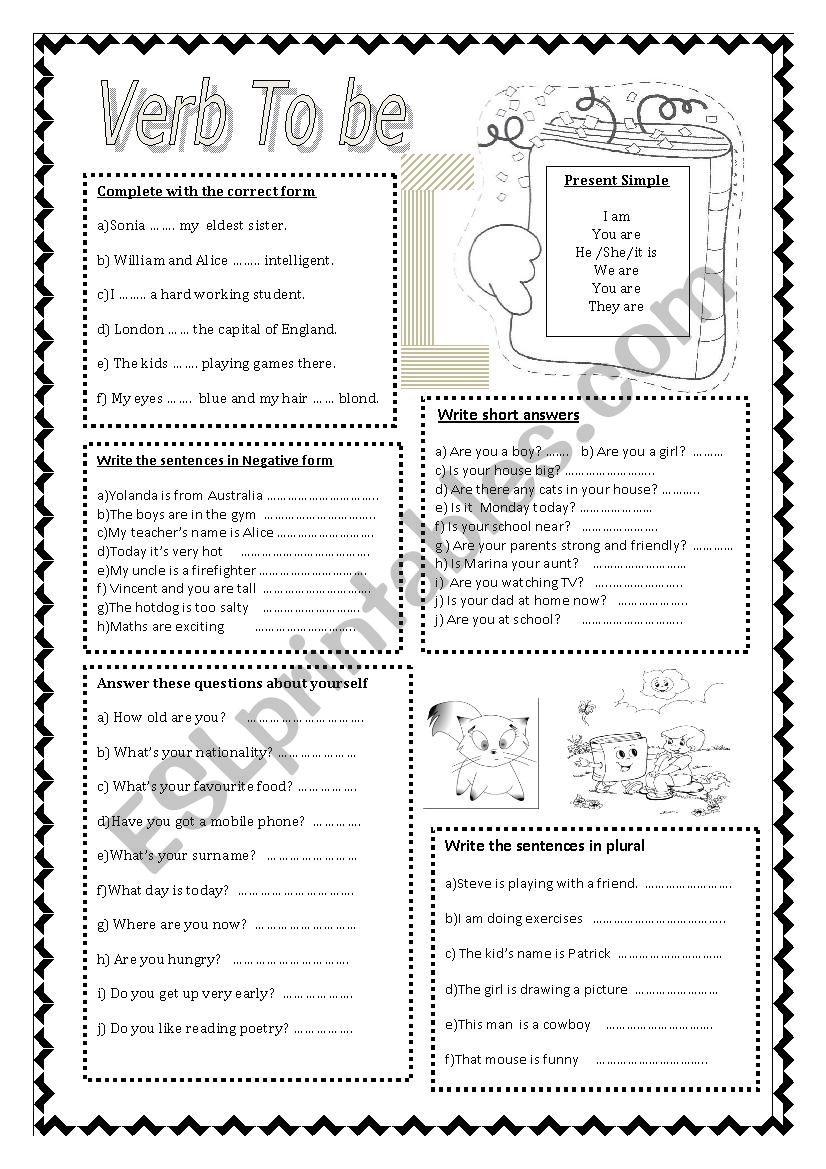 VERB TO BE worksheet