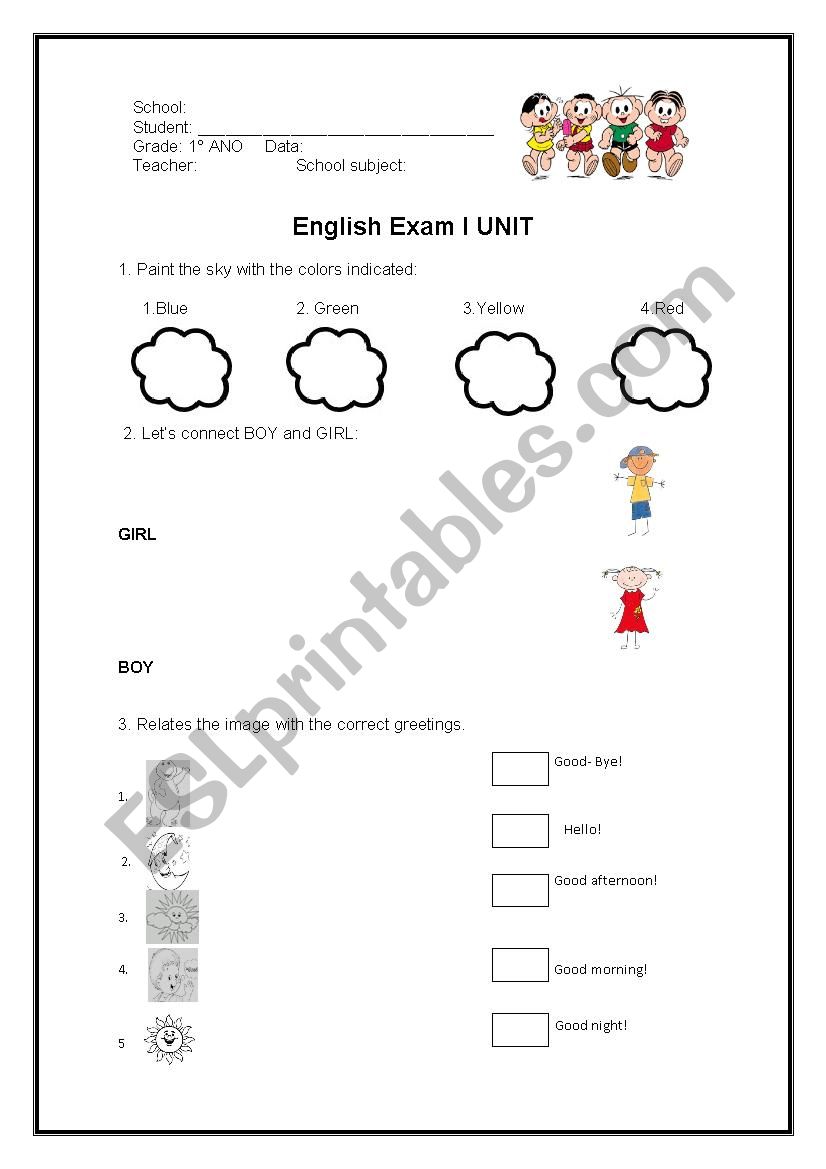 english exam worksheet