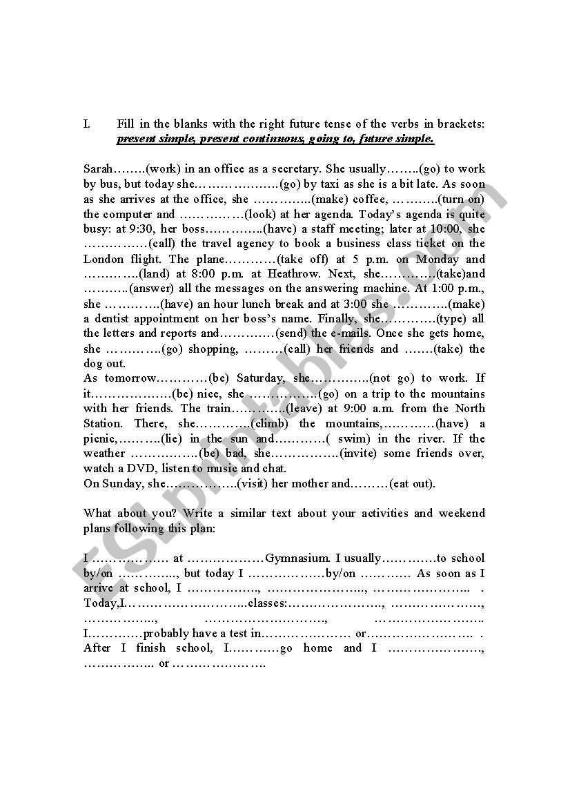 future tense exercises  worksheet