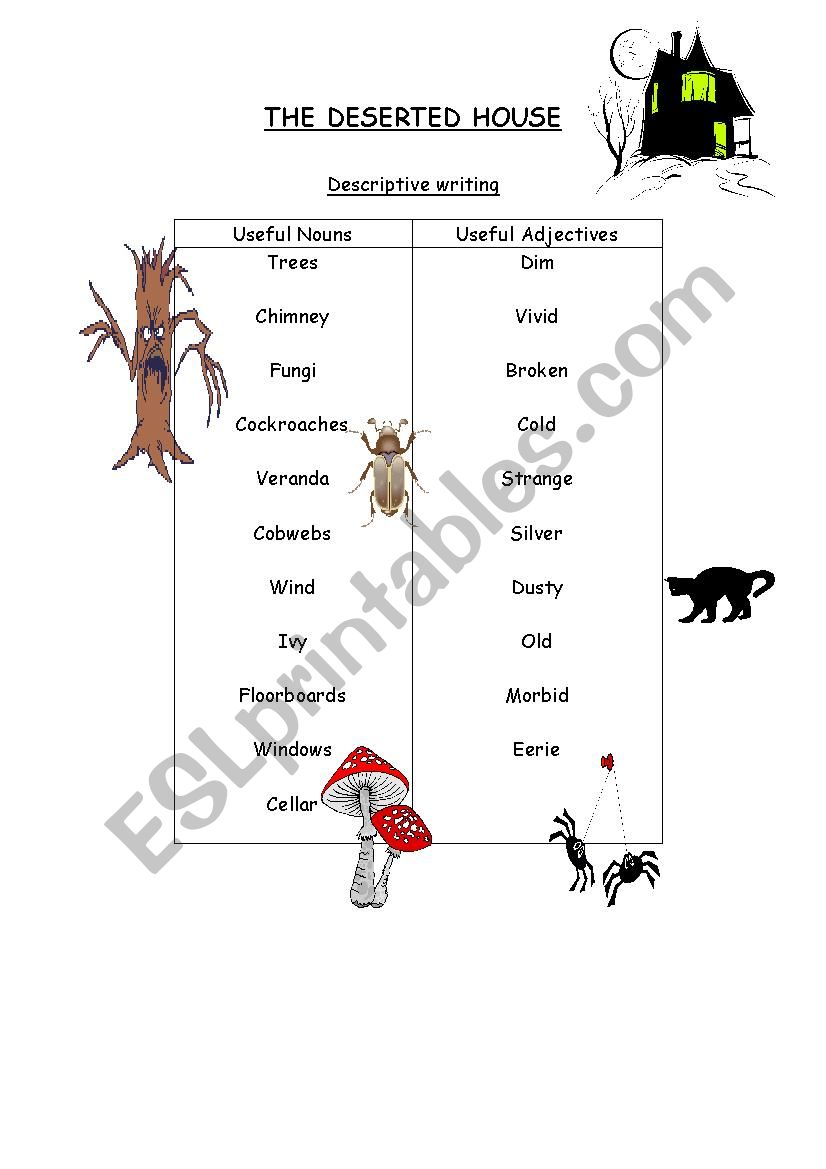 Haunted House Adjectives worksheet