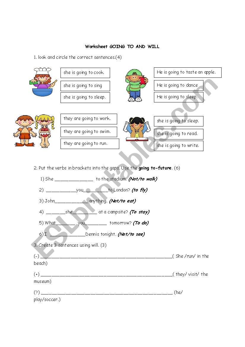 Worksheet will and going to  worksheet