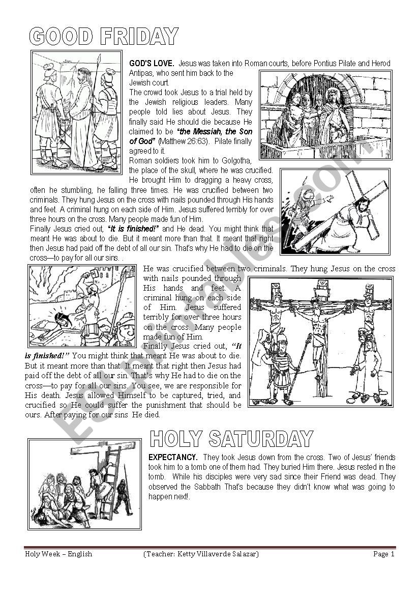 HOLY WEEK (SECOND PART) worksheet