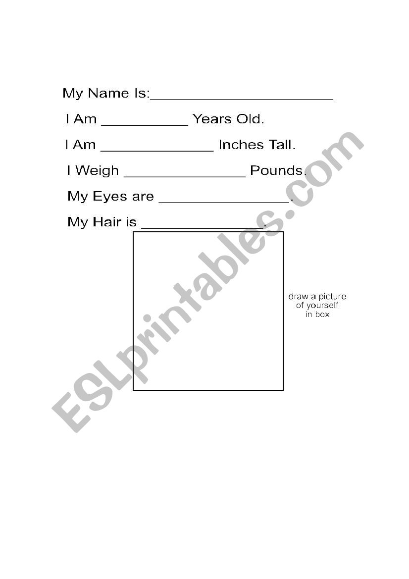 All about me worksheet