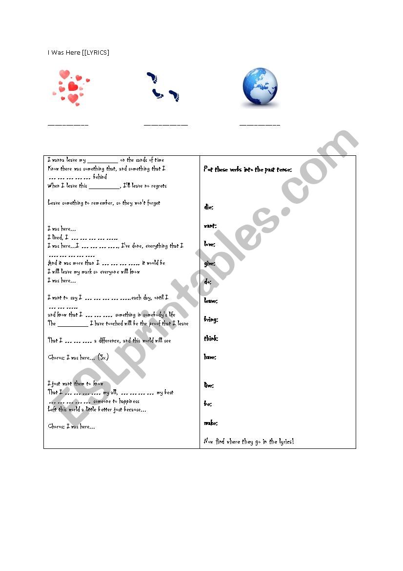 I Was Here by Beyonce worksheet
