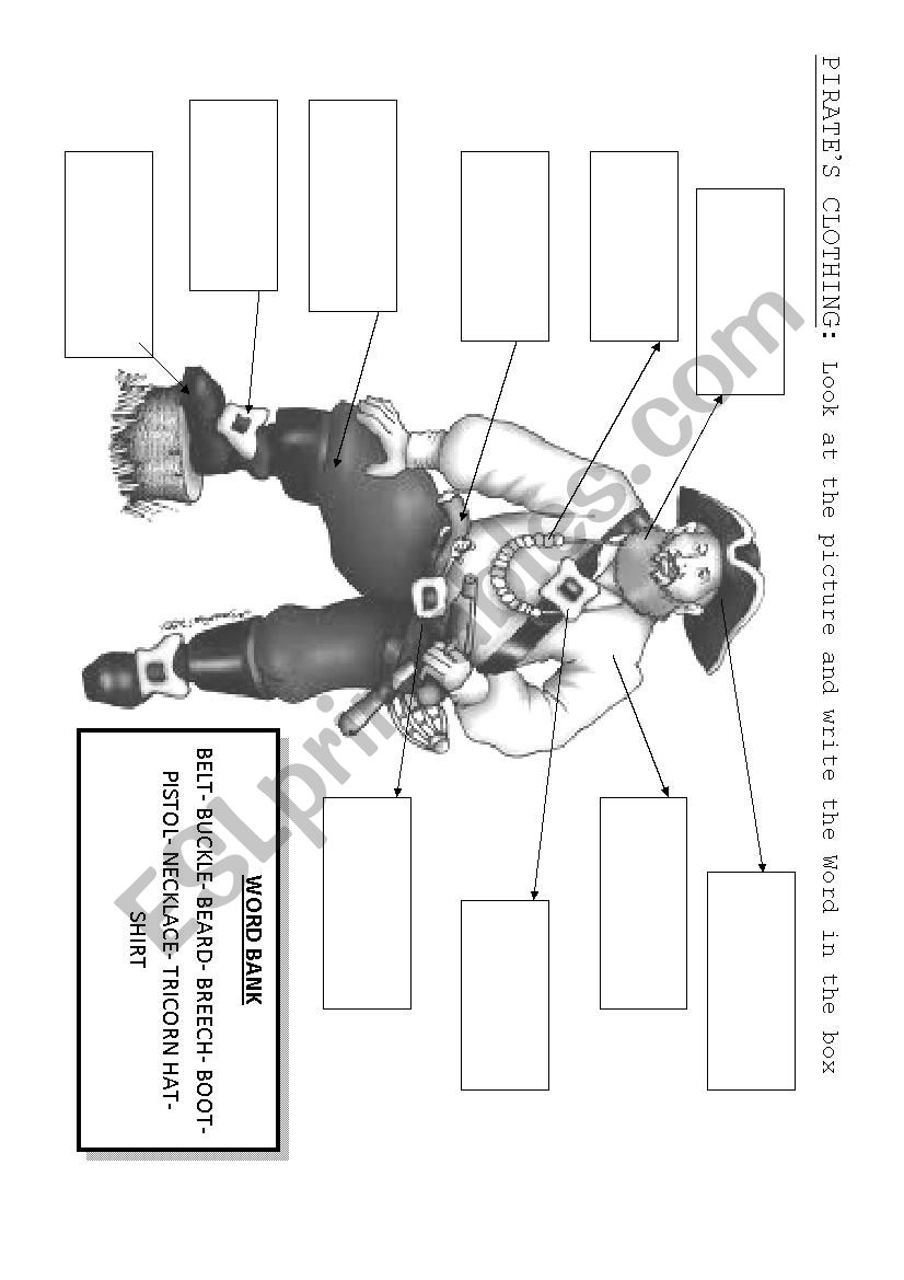 PIRATEÂ´S CLOTHING worksheet