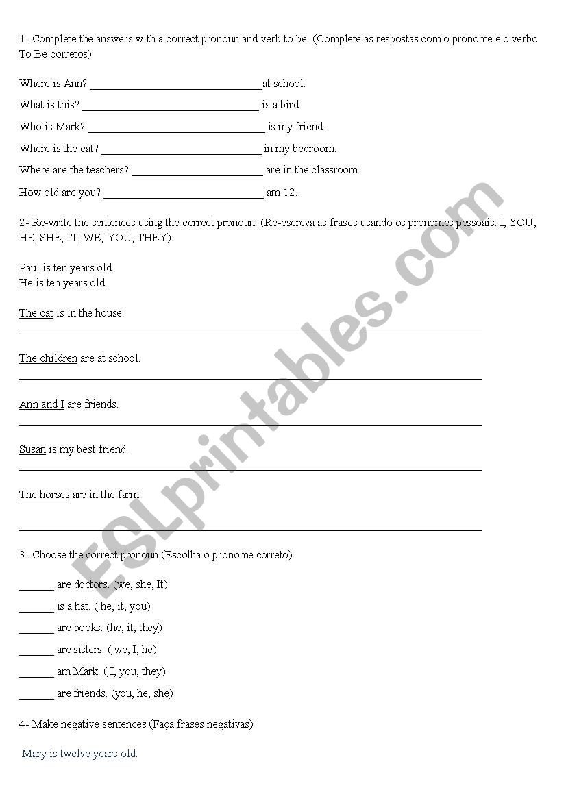 Verb to be and personal pronouns