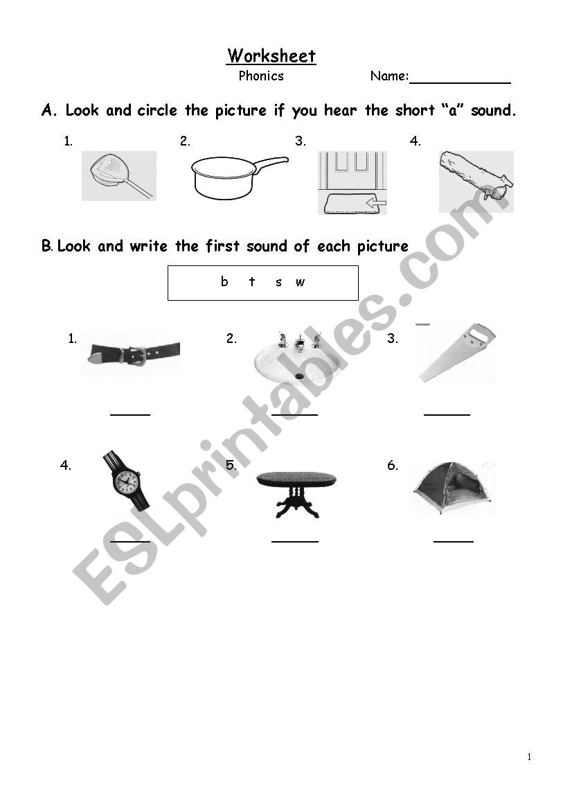 Phonics review worksheet