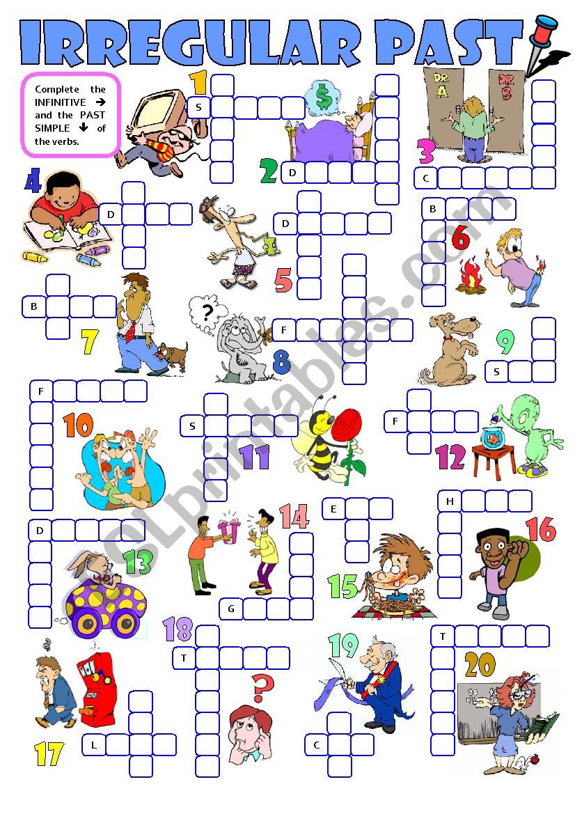 IRREGULAR PAST (2) crossword using INFINITIVE and PAST SIMPLE form of