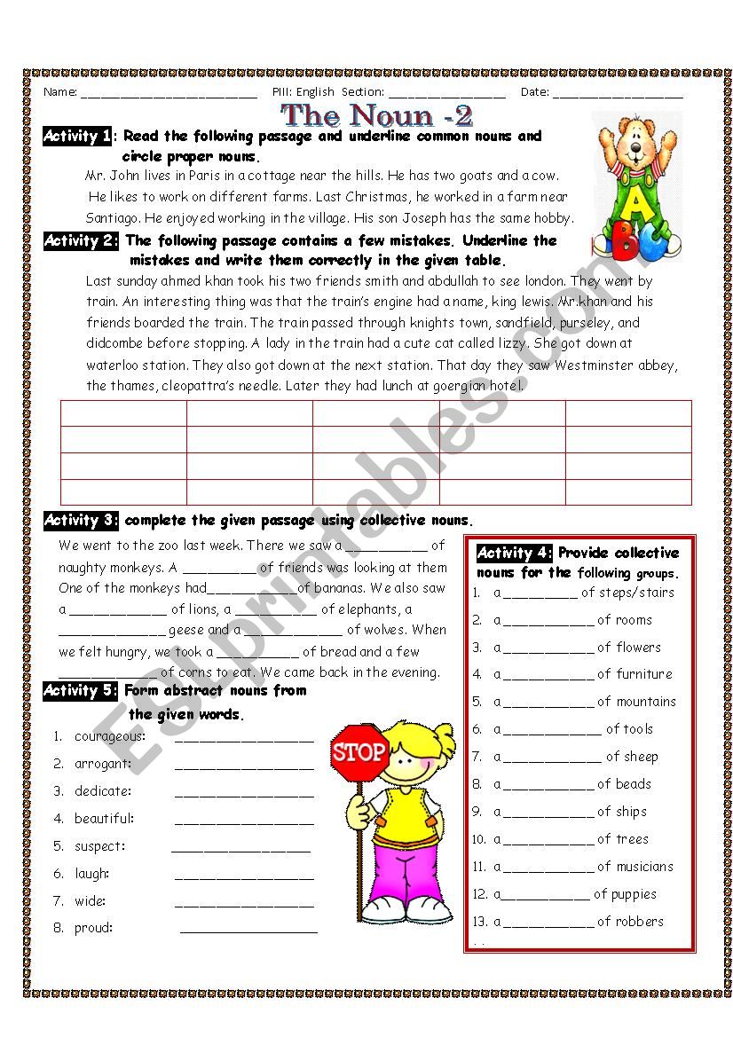 The Noun and its Kinds - 2 worksheet