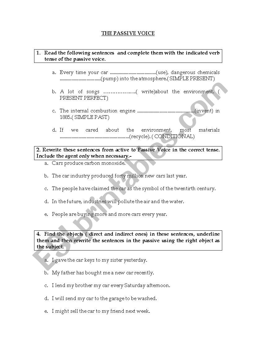 The passive Voice worksheet