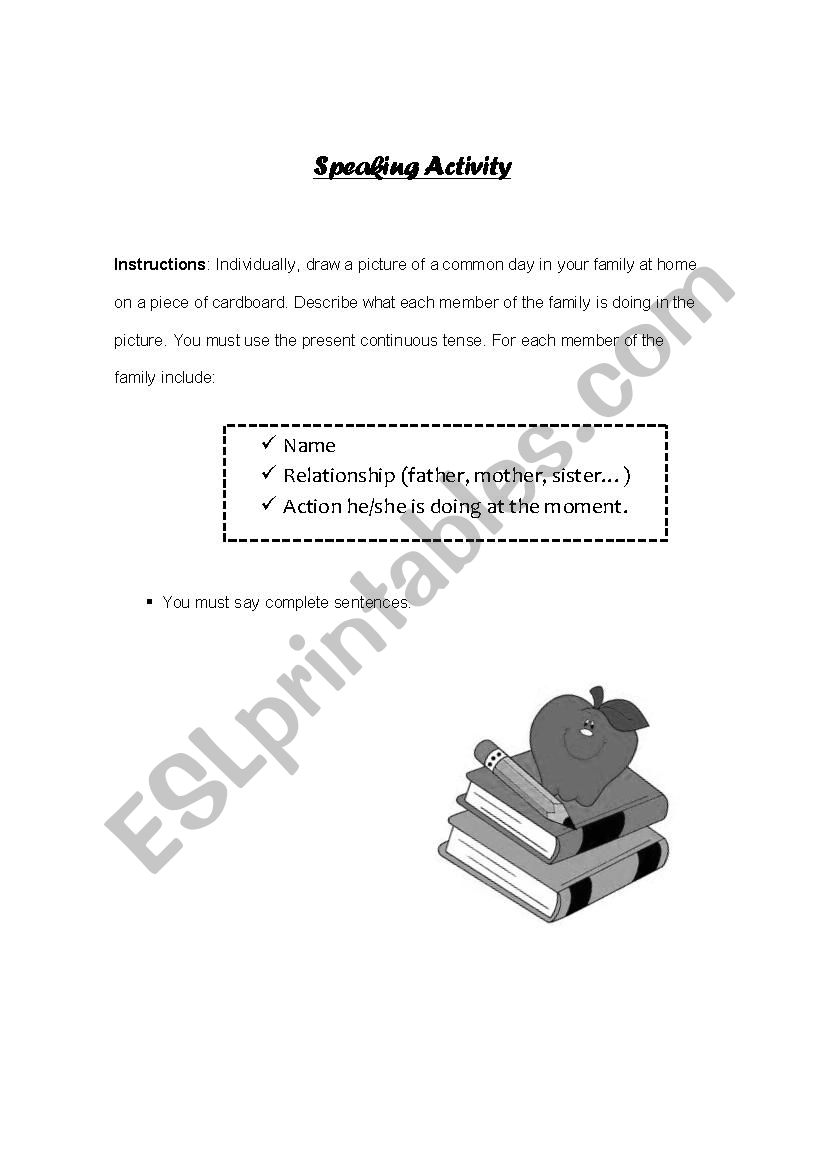 Speaking Activity worksheet