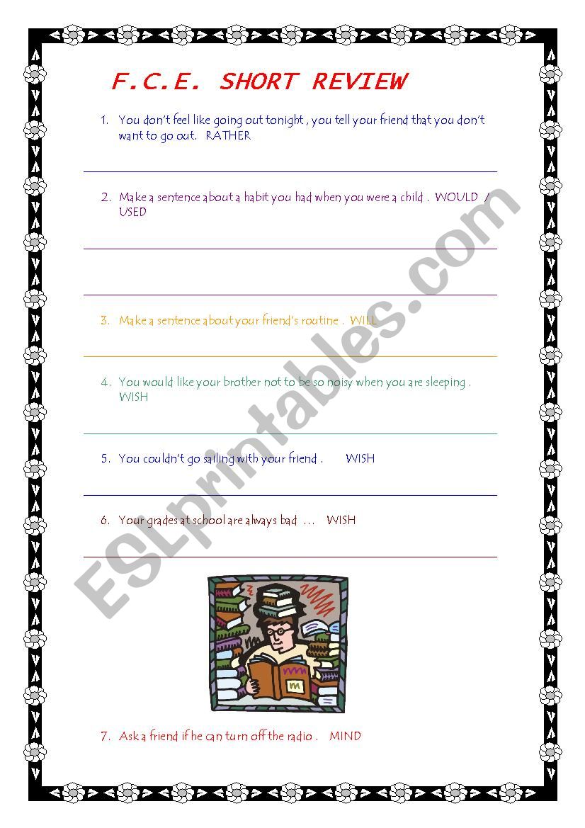 FCE review worksheet