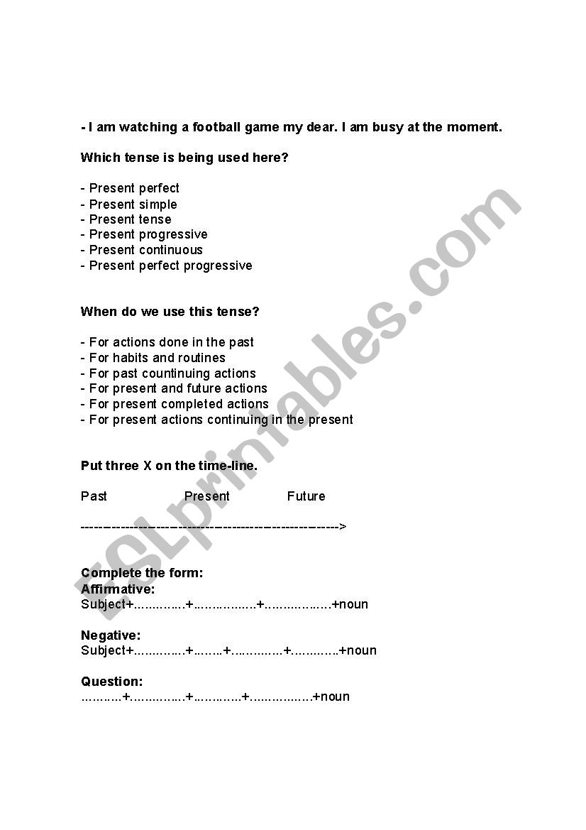 Tenses Worksheet worksheet