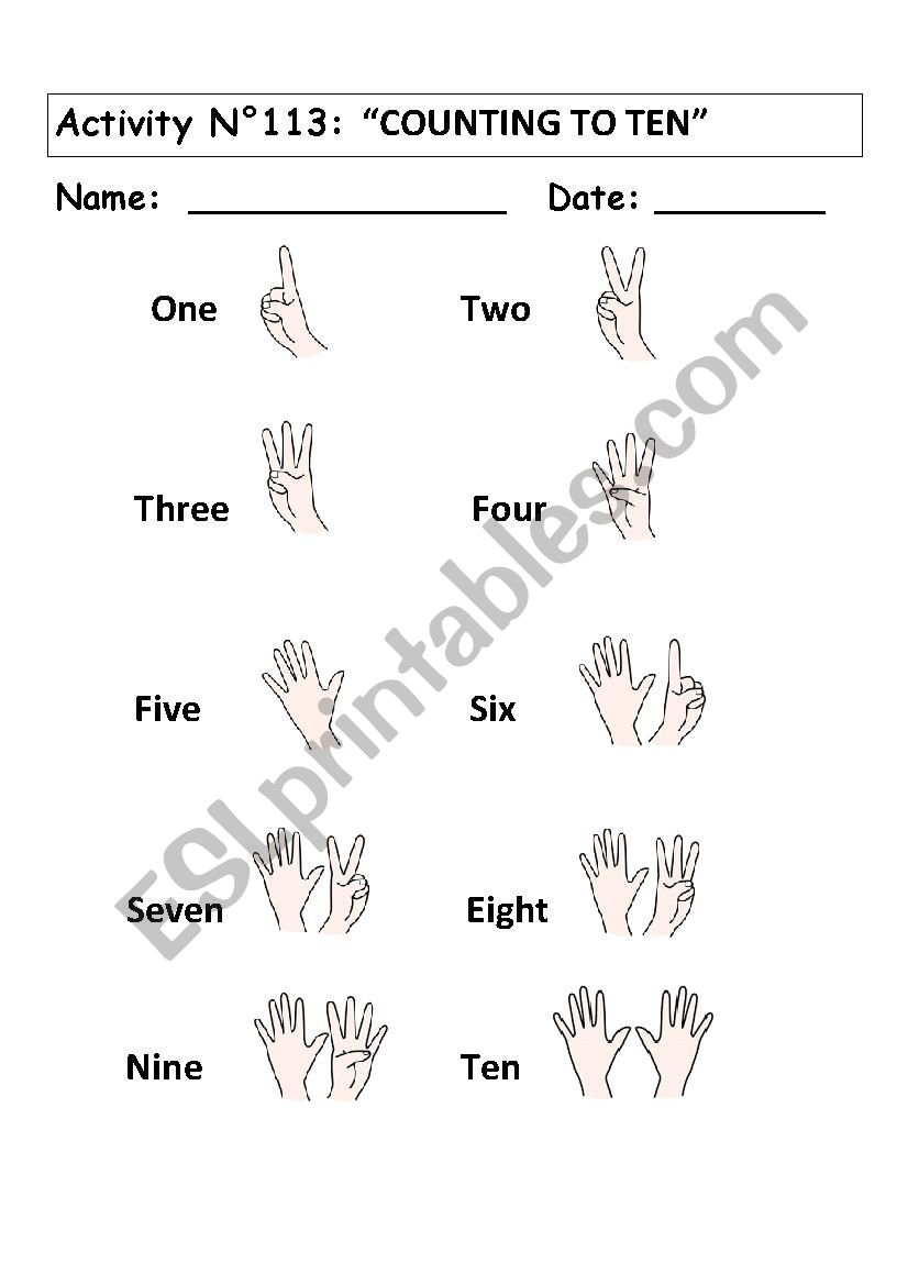 COUNTING TO TEN worksheet