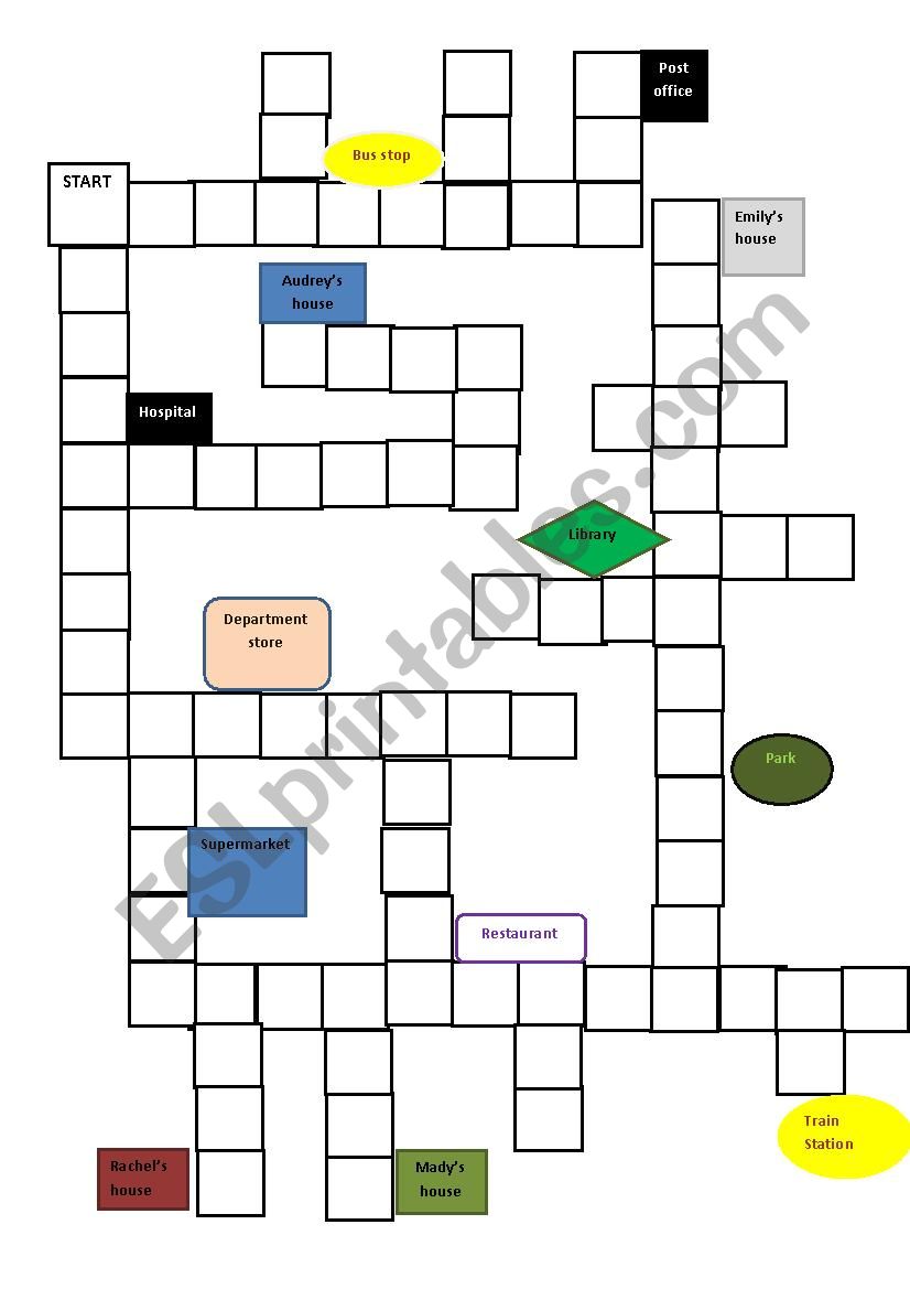 Game for directions worksheet