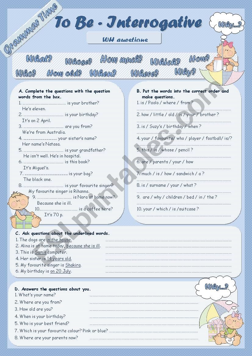 Grammar Time Series  To Be Set (4) Interrogative (2/2)   WH questions