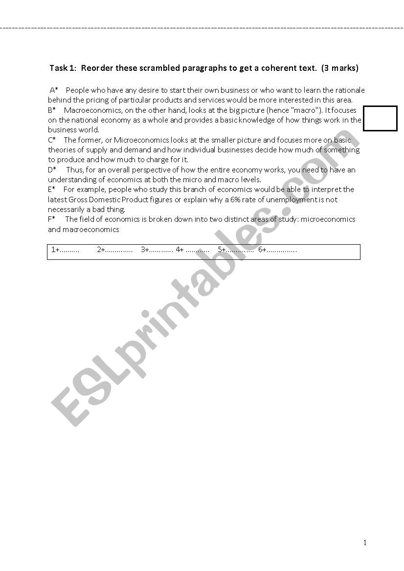 microeconomics worksheet