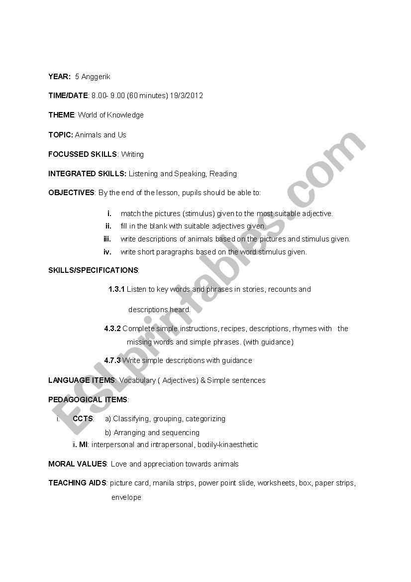 lesson plan worksheet