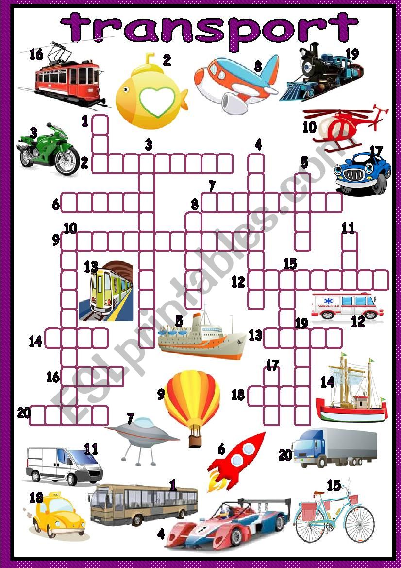 means of transport worksheet