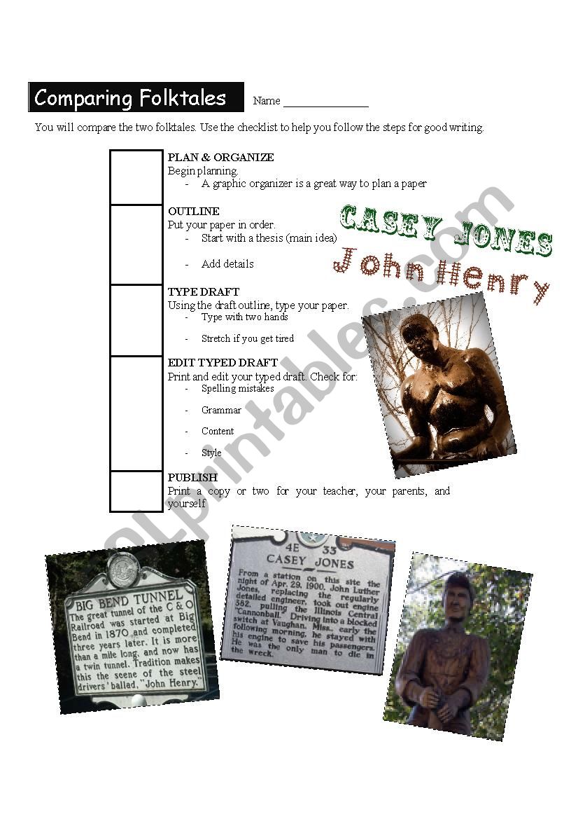 Comparing Folktales Writing Project: John Henry and Casey Jones