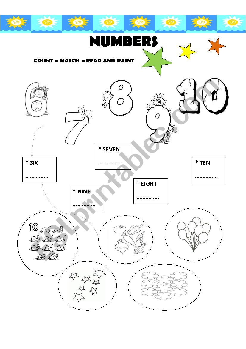 numbers 6 to 10 worksheet