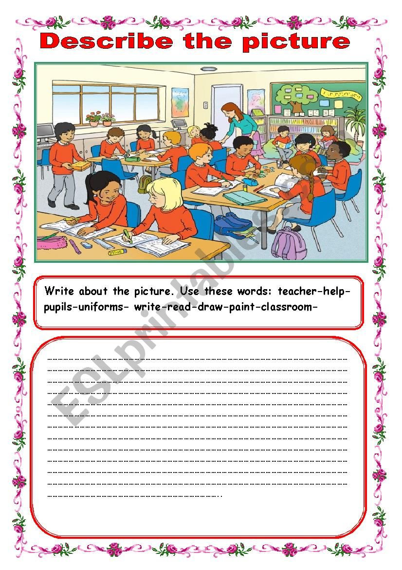 describe the picture worksheet