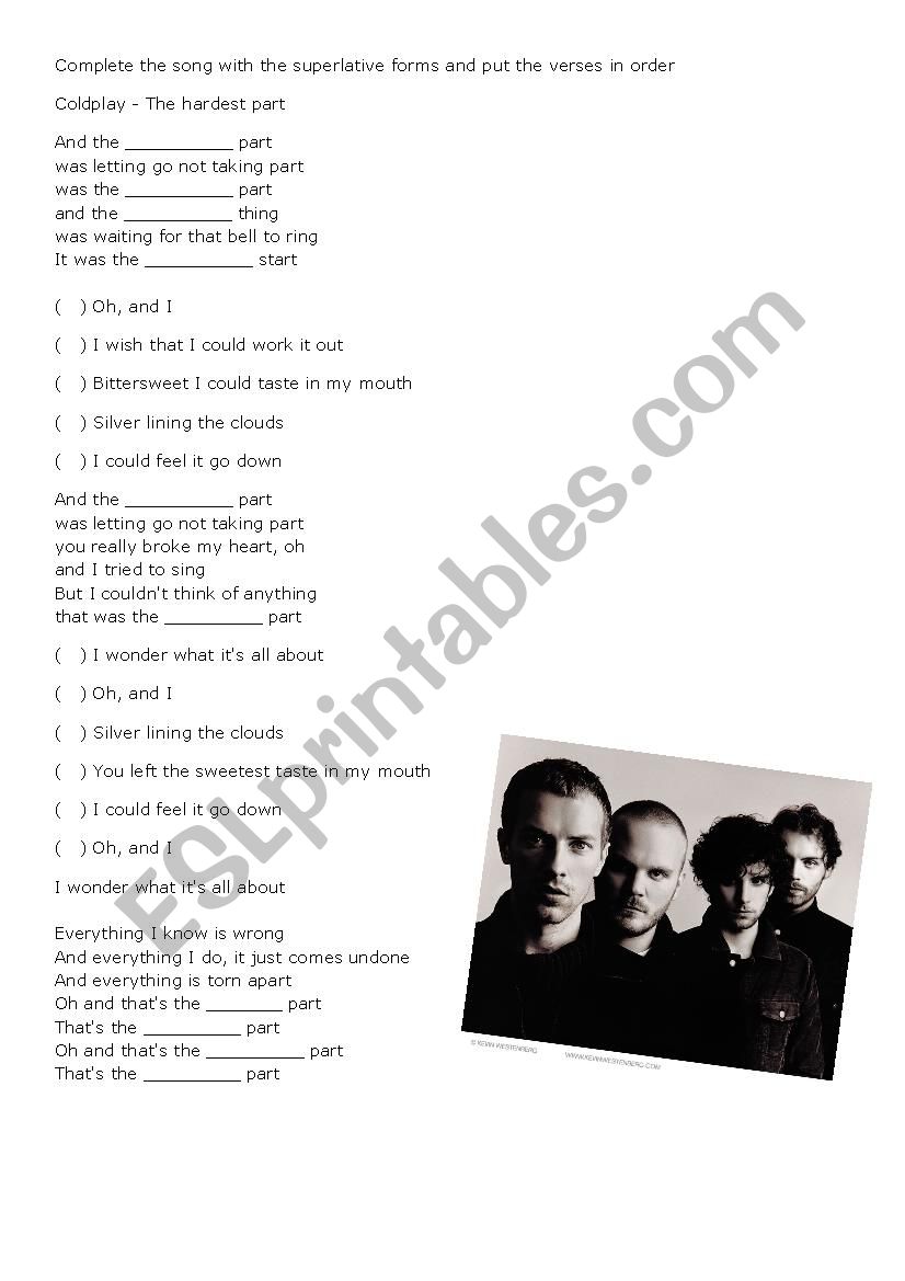 Coldplay - The hardest part worksheet