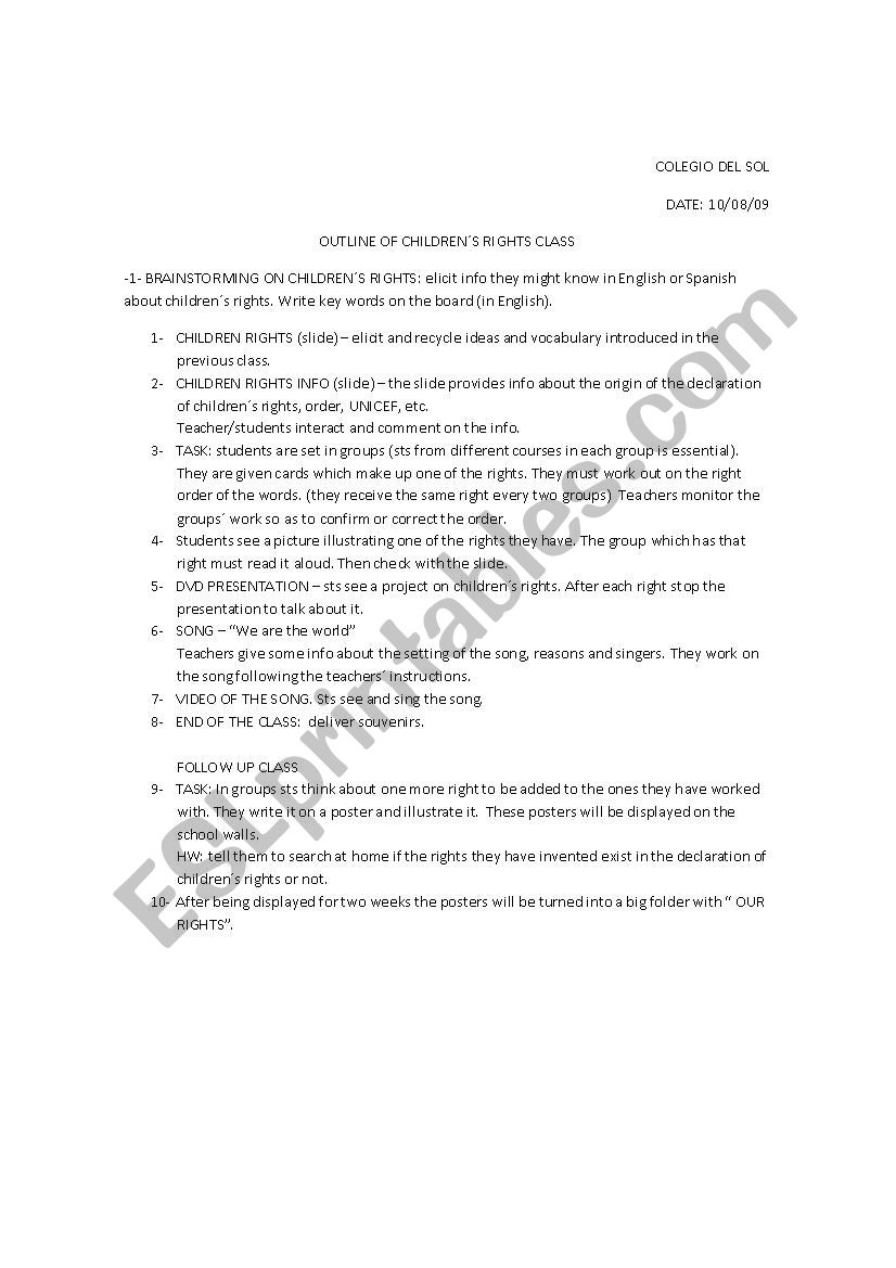 childrens rights worksheet