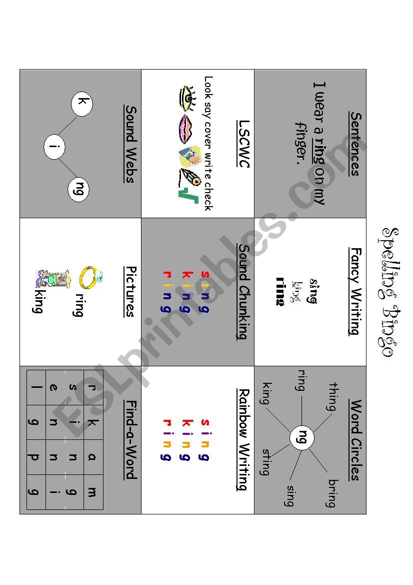 Spelling Bingo worksheet