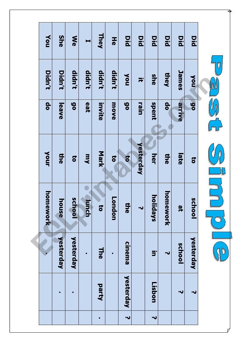 Simple Past - interrogative and negative forms