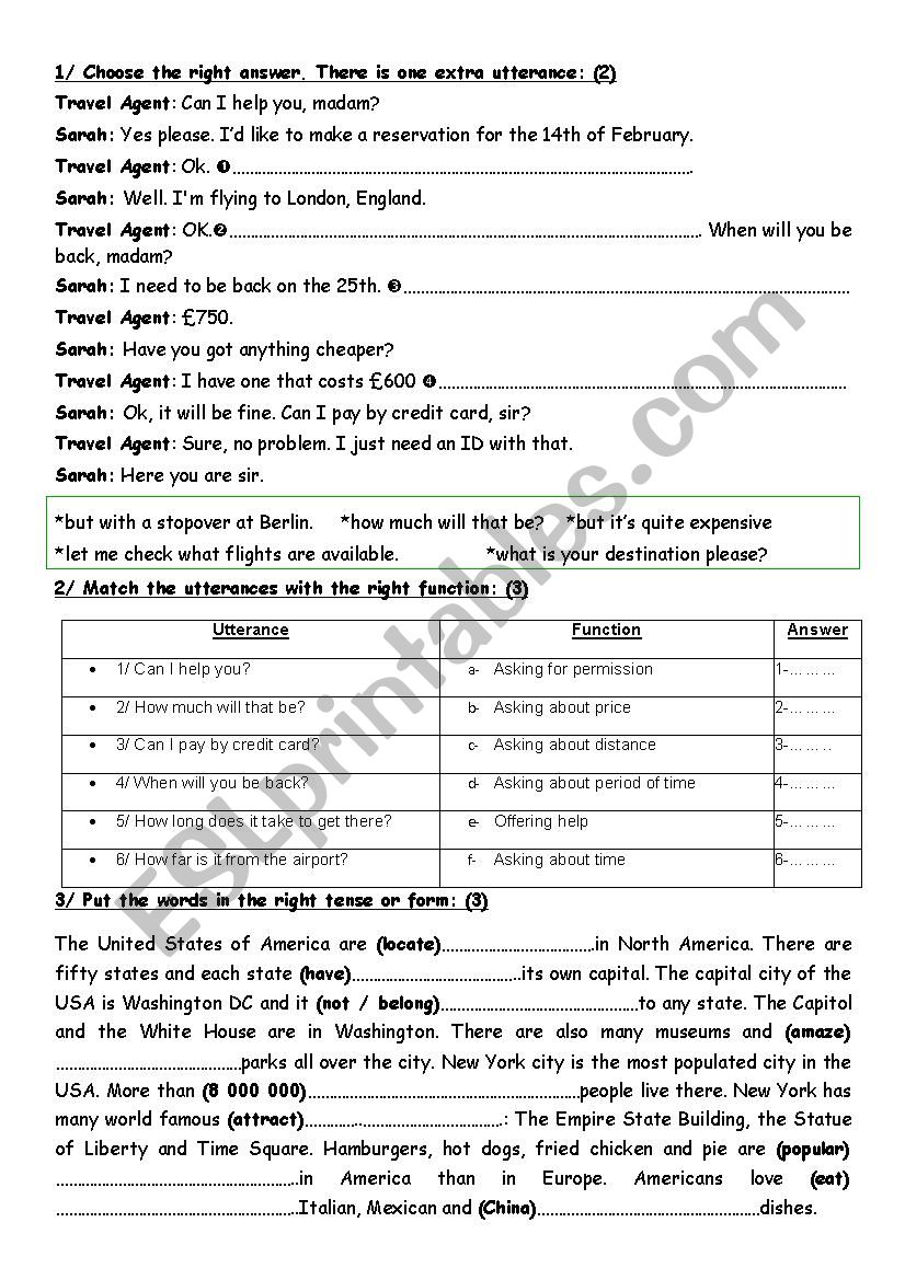 8th form test  worksheet