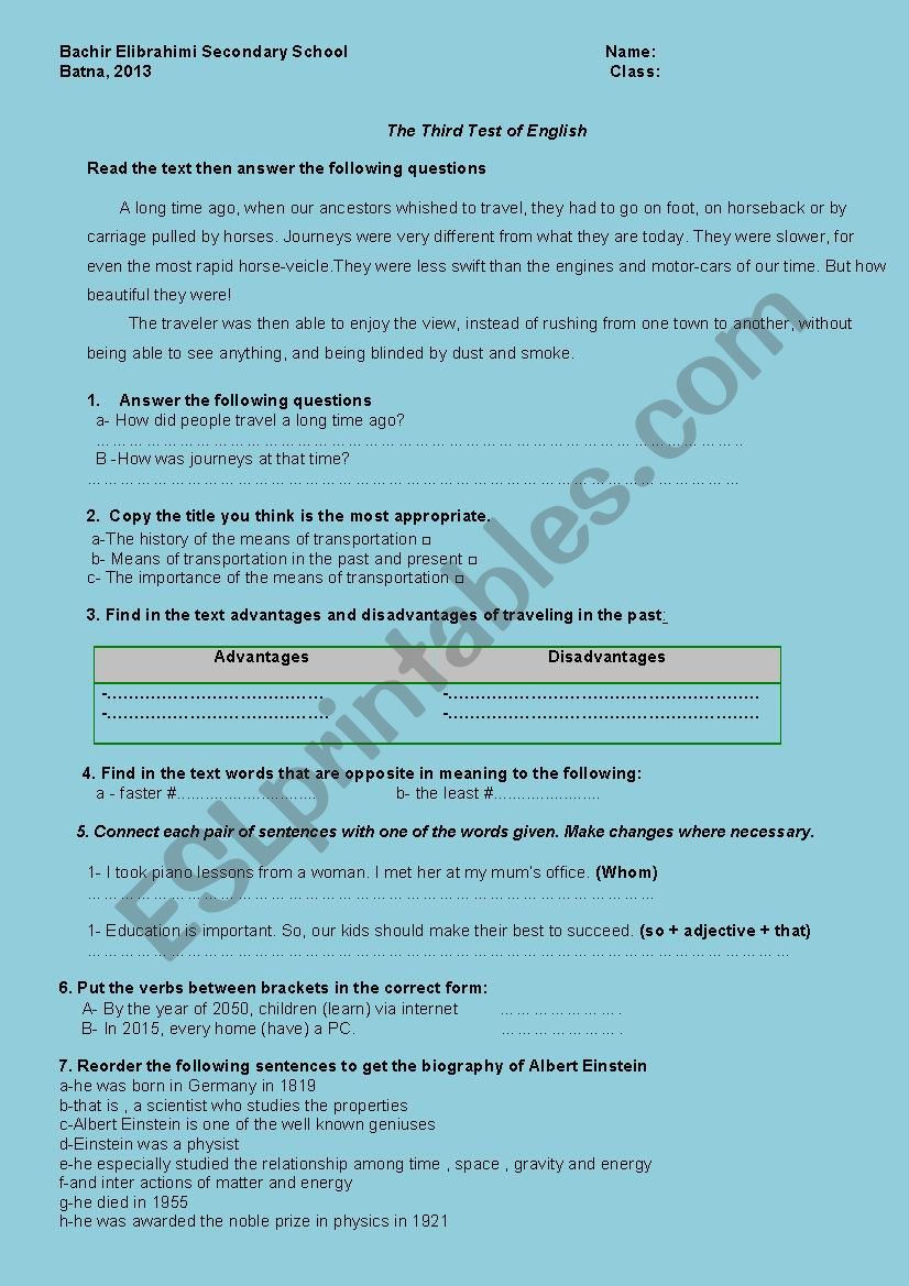 TRANSPORTATIO? NOW AND THEN worksheet TRANSPORTATIO? NOW AND THEN worksheet