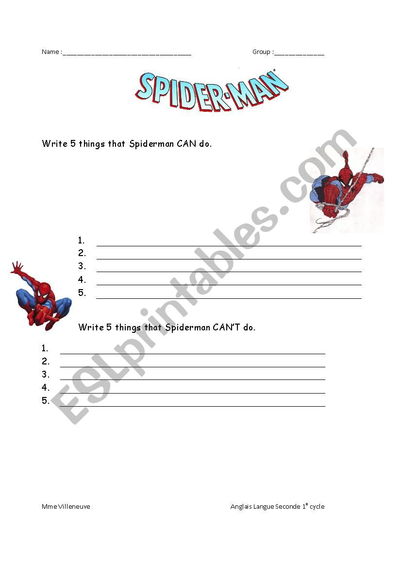 Spider-Man and Modals worksheet