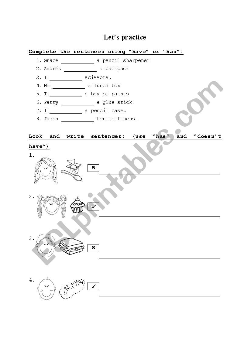 HAVE-HAS worksheet