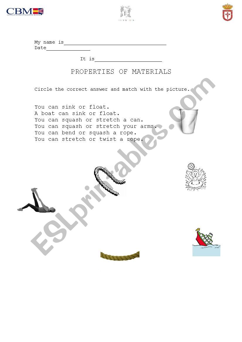 Properties of materials 2 worksheet