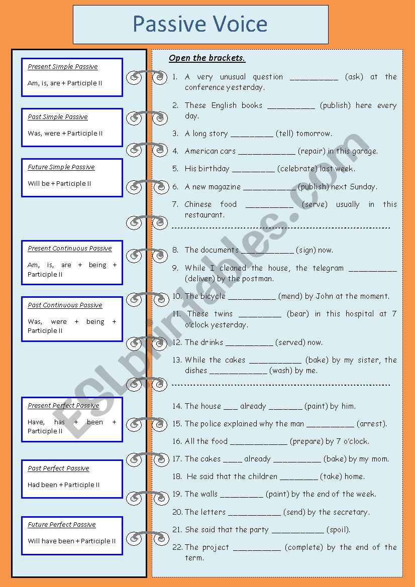 ALL Passive Forms worksheet